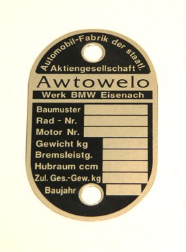 Typenschild Awtowelo -EMW und BMW